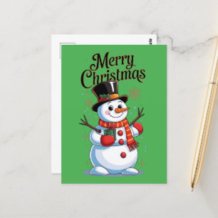 Een betoverde Kerstmis: een lachende sneeuwman Briefkaart