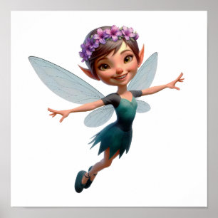 Een betoverde magische kleine cartoon Fairy Poster