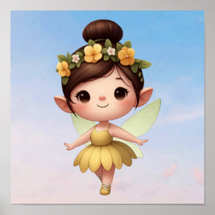 Een betoverde magische kleine cartoon Fairy Poster