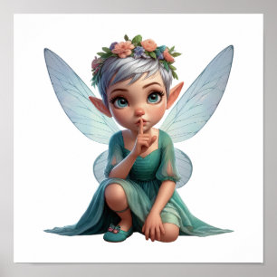 Een betoverde magische kleine cartoon Fairy Poster
