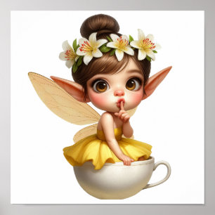 Een betoverde magische kleine cartoon Fairy Poster