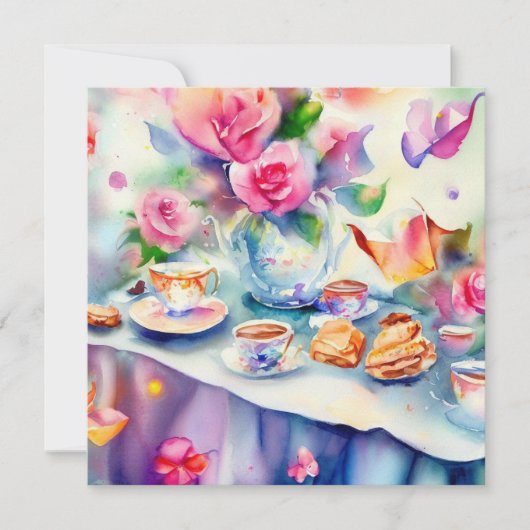 Een betoverend theefeest: een Baby shower Kaart (Voorkant)