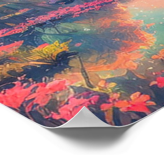 Een betoverende roze symfonie in het moeras poster (Hoek)