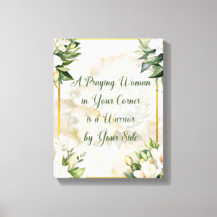 Een biddende vrouw (crème) canvas afdruk