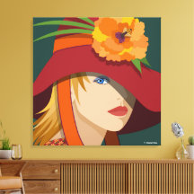 Een bij in haar Bonnet Stretched Canvas