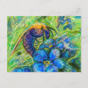 Een bijen en vergeet-me-niet-bloemen briefkaart