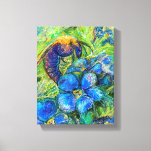 Een bijen en vergeet-me-niet-bloemen canvas afdruk