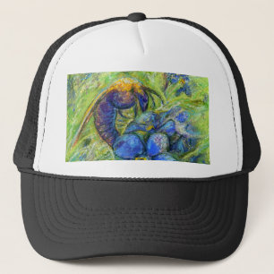 Een bijen en vergeet-me-niet-bloemen trucker pet
