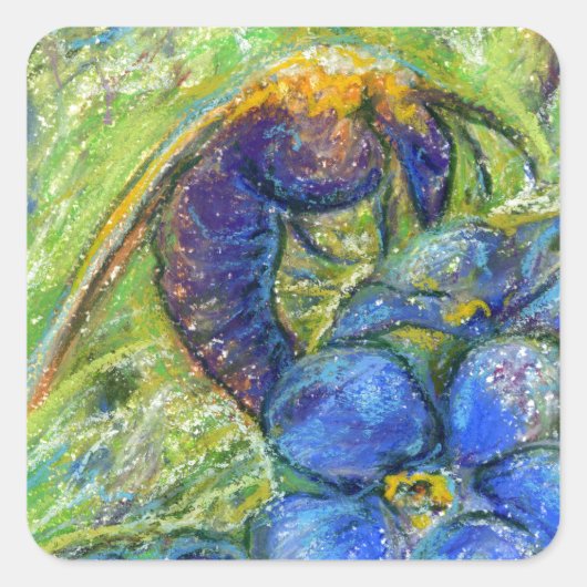 Een bijen en vergeet-me-niet-bloemen vierkante sticker (Voorkant)