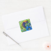 Een bijen en vergeet-me-niet-bloemen vierkante sticker (Envelop)