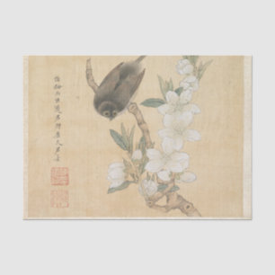 Een Bird and Peach Blossom Branch van Chen Hongsho Tissuepapier