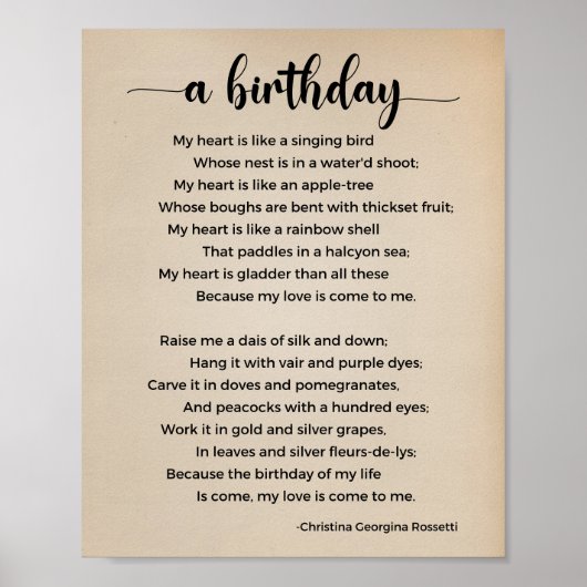 Een Birthday Poem Vintage Poster (Voorkant)