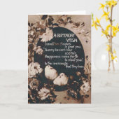 Een Birthday Wish Doves  Sepia Kaart (Gele Bloem)