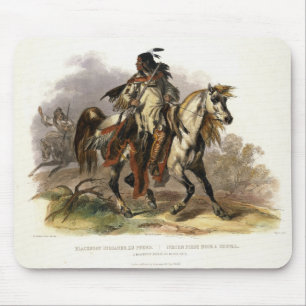 Een Blackfoot Indiaan op Horseback, bord 19 van Vo Muismat