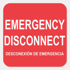 Een blad met zes noodontkoppelingslabels vierkante sticker