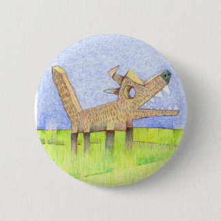 een bladerende hond. ronde button 5,7 cm