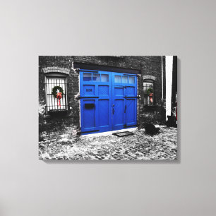 Een blauw deurcanvas canvas afdruk