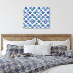 Een blauw en groen patroon met een witte achtergro canvas afdruk
