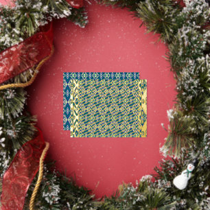 Een blauw en groen patroon met een witte achtergro folie feestdagen briefkaart