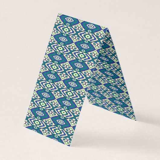 Een blauw en groen patroon met een witte achtergro visitekaartjes (Voorkant)