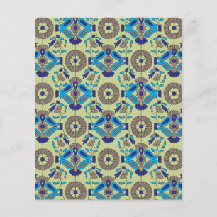 Een blauw en groen patroon op een groene achtergro flyer