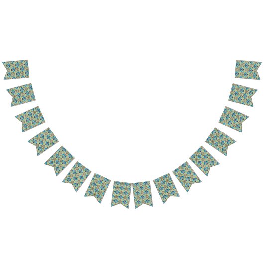 Een blauw en groen patroon op een groene achtergro vlaggetjes (Alle)