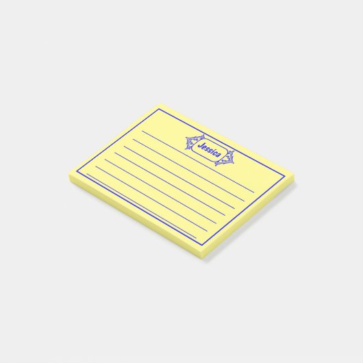 Een blauw geoctrooieerd Titel Grafisch Post-it® Notes (Schuin)