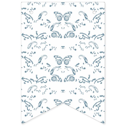 een blauw-wit behang met een patroon erop vlaggetjes (Tweede vlag)