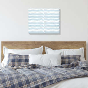 Een blauw-wit patroon met een witte achtergrond canvas afdruk