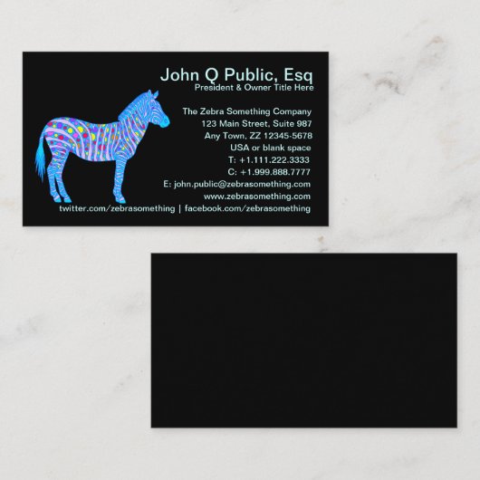 Een blauw Zebra Stripes-ontwerp geheel gefingeerd Visitekaartje (Voorkant / Achterkant)