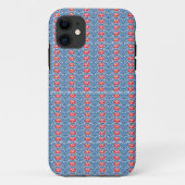Een blauwe achtergrond met rode en witte design Case-Mate iPhone case (Achterkant)