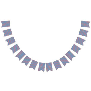 Een blauwe achtergrond met rode en witte design vlaggetjes