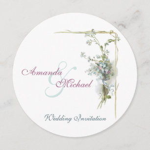 Een blauwe en roze bruiloft met 'vergeet-me-nots' kaart