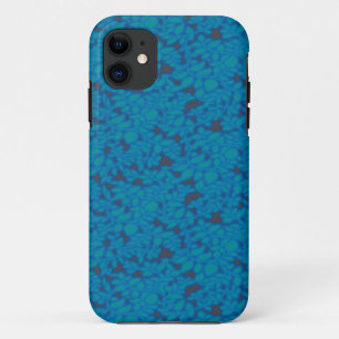 Een blauwe en zwarte achtergrond met een patroon iPhone 11 hoesje