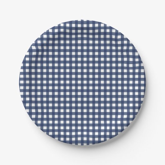 Een blauwe Gingham Birthday.. Papieren Bordje (Voorkant)