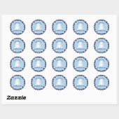 Een blauwe Gingham Birthday.. Ronde Sticker (Vel)