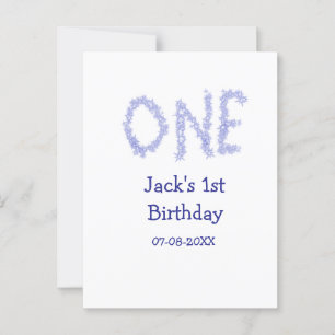Een blauwe glitterjongen moderne 1e verjaardag briefkaart
