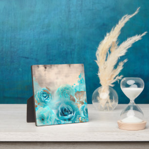 Een Blauwe Shabby Chic Ephemera Design Serie 7 Fotoplaat