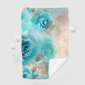 Een Blauwe Shabby Chic Ephemera Design Serie 7 Golfhanddoek (Insitu)