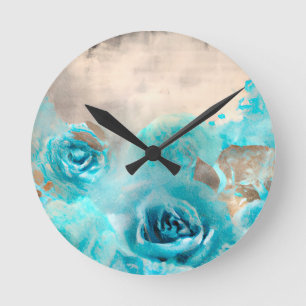 Een Blauwe Shabby Chic Ephemera Design Serie 7 Ronde Klok