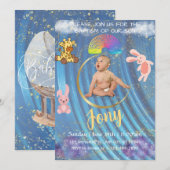 Een blauwe uitnodiging. feestdagenkaart (Voorkant / Achterkant)