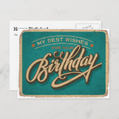 Een blauwe verjaardag briefkaart (Voorkant / Achterkant)