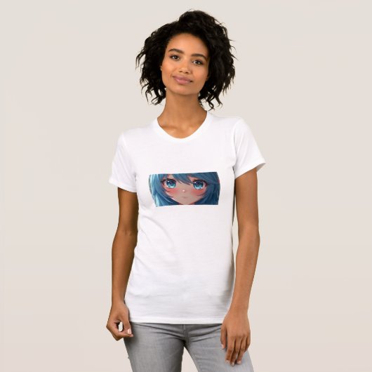 een blauwharig mooi meisje T-shirt (Voorkant volledig)