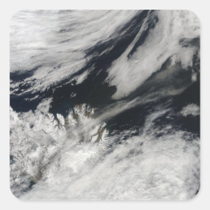 Een bleke grijze aspluim van de top vierkante sticker