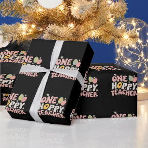 Een blije leraar Pasen onderwijs groovy retro Cadeaupapier