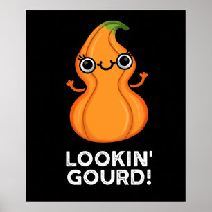 Een blik op Gourd Funny Veggie Pun Dark BG Poster