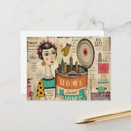 Een blikje home sweet home collage briefkaart (Voorkant / Achterkant in situ)