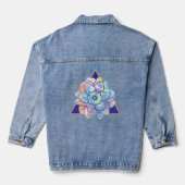 Een bloem gemaakt van verfvlekken denim jacket (Achterkant)