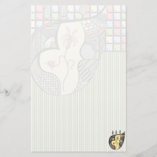 Een bloem in kantoorbenodigdheden briefpapier (Voorkant)