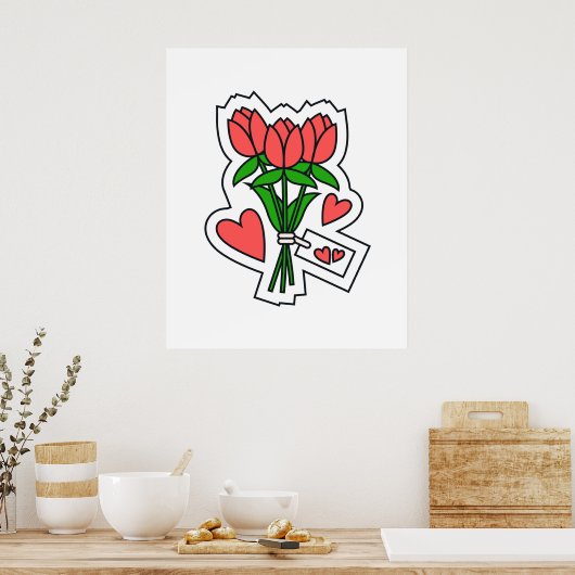 Een bloem met een boodschap van liefde poster (Keuken)